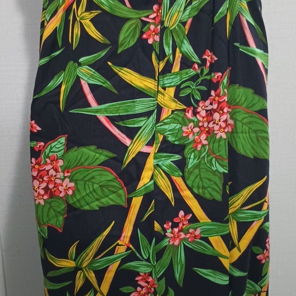 R&K Black Tropical Floral Midi Dress with Green & Yellow Leaf Print - Picture 7 of 14